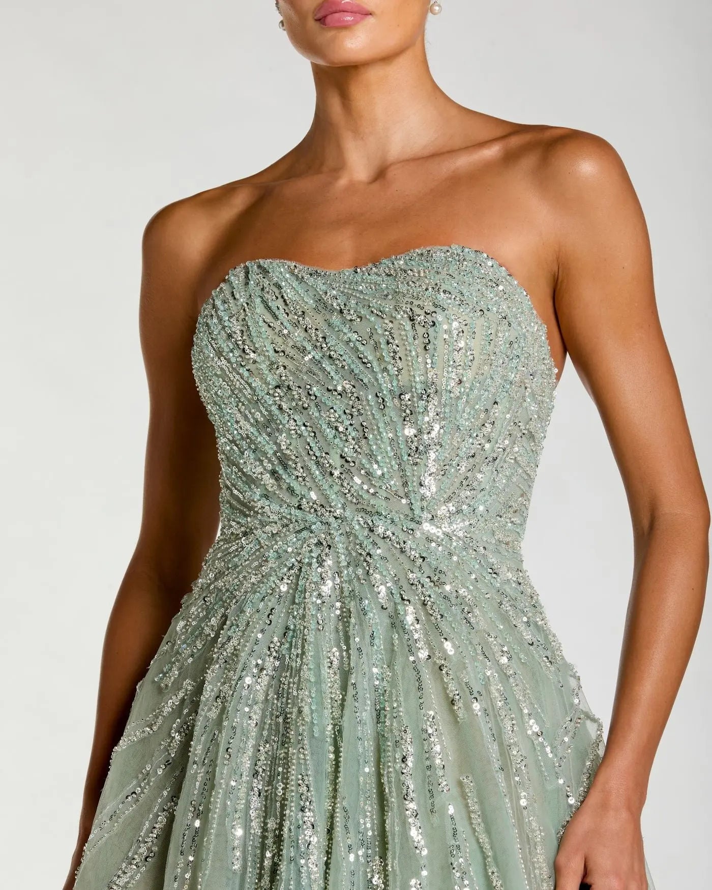 Mac Duggal Green Embellished Strapless Sweetheart Ball Gown #21179
