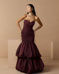 Mac Duggal #21185 amethyst mermaid gown alternate lifestyle shot