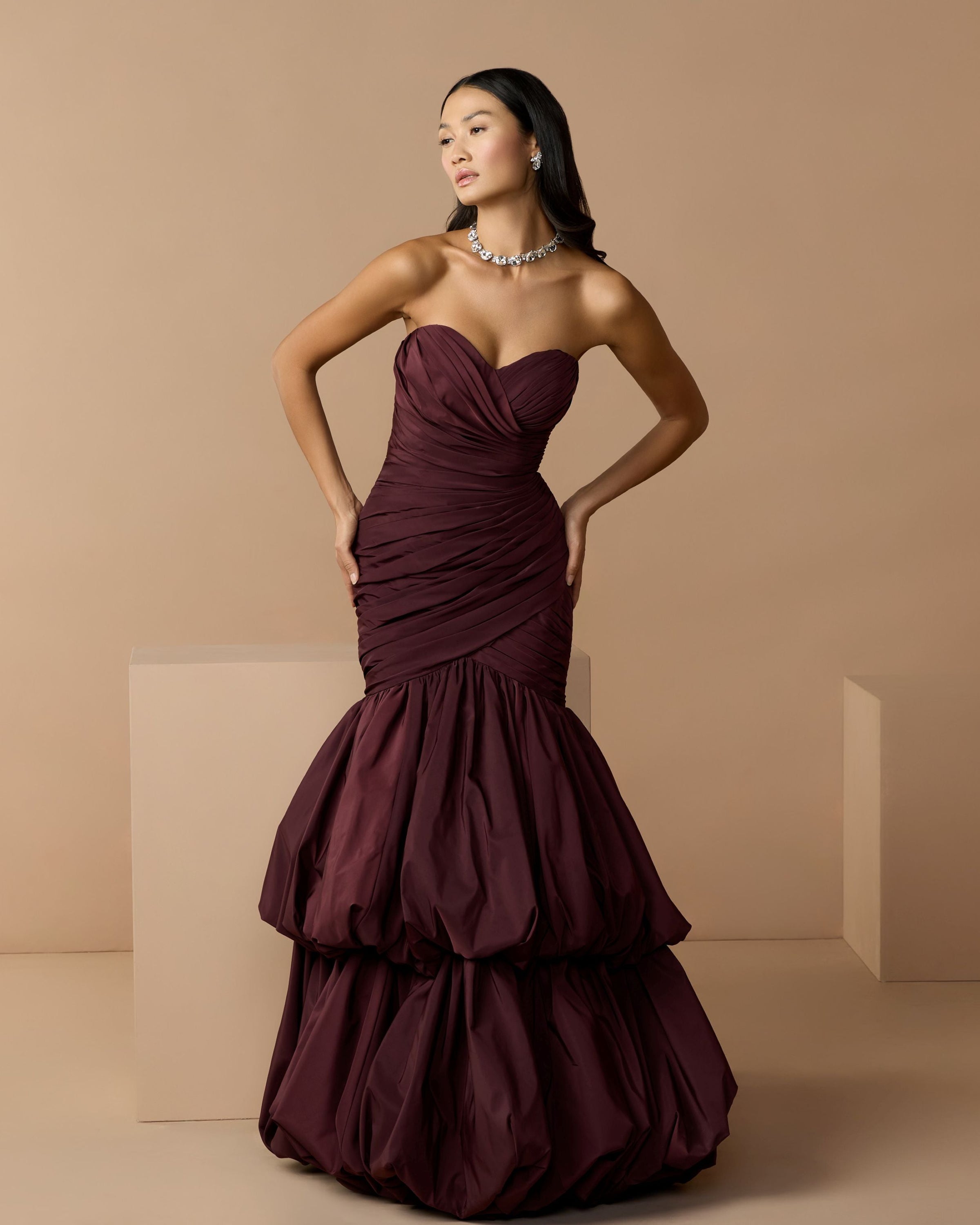 Mac Duggal #21185 amethyst mermaid gown alternate lifestyle shot