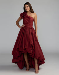 Mac Duggal #21188 ruby one shoulder gown front