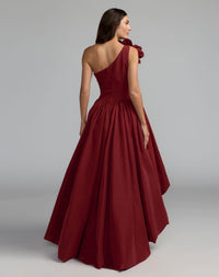 Mac Duggal #21188 ruby one shoulder gown back