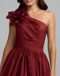 Mac Duggal #21188 ruby one shoulder gown close-up