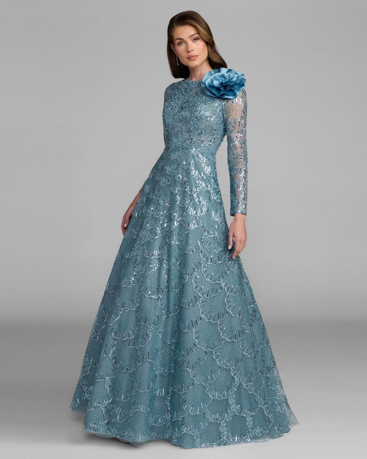 Embellished Floral Appliqué Ball Gown