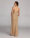 Mac Duggal Beige Strapless Embellished Lace Gown with 3D Flower Gold #21200