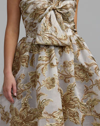 Mac Duggal #21217 gold floral brocade detail