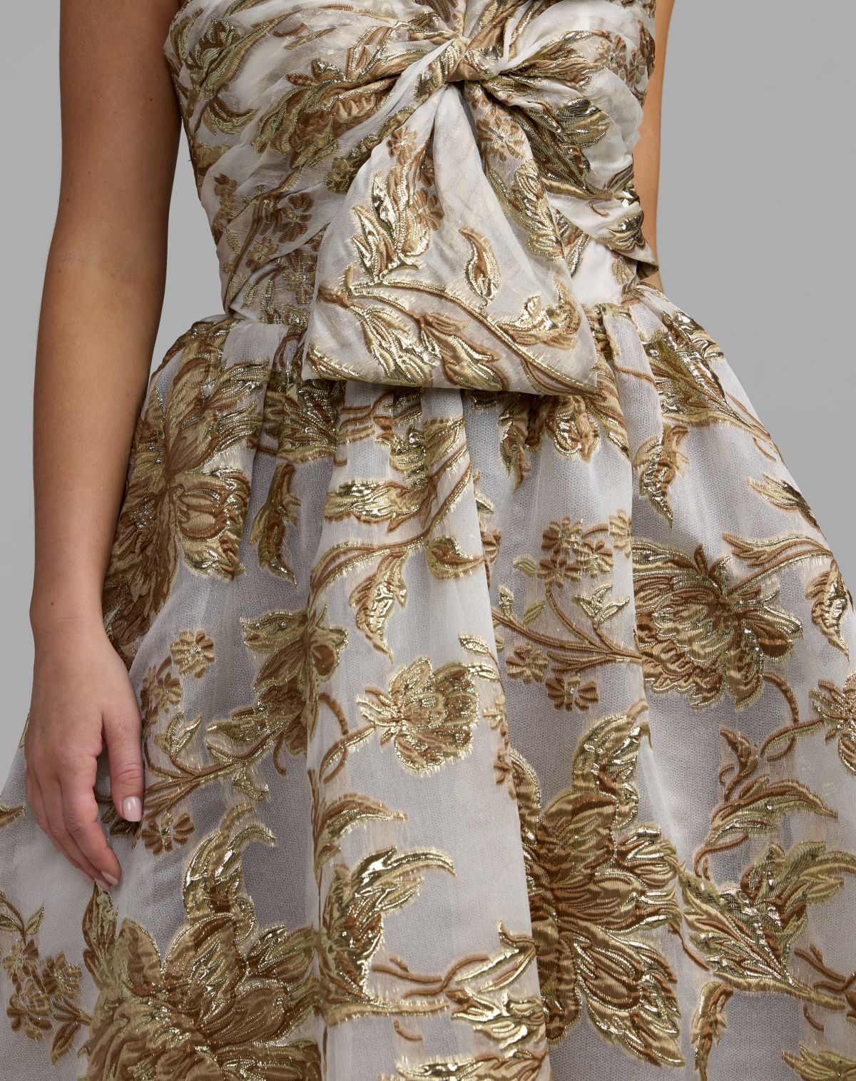 Mac Duggal #21217 gold floral brocade detail