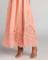 Lace Hem Belted Midi Dress