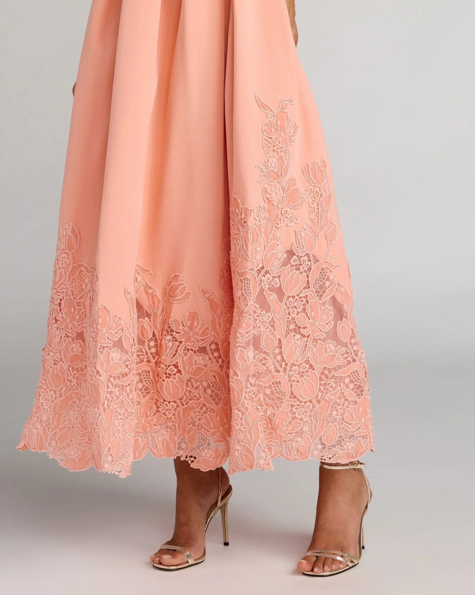 Lace Hem Belted Midi Dress