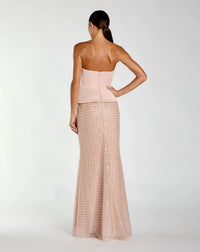Mac Duggal Blush Pink Strapless Satin Top With Embellished Skirt Gown #21227