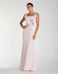 Mac Duggal Pink Sleeveless Crepe Column Gown With Floral Detail #21236 Blush