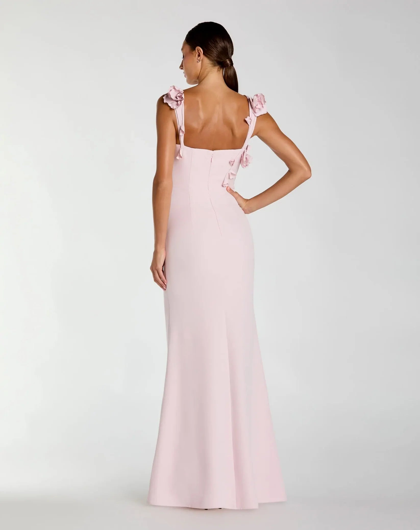 Mac Duggal Pink Sleeveless Crepe Column Gown With Floral Detail #21236 Blush