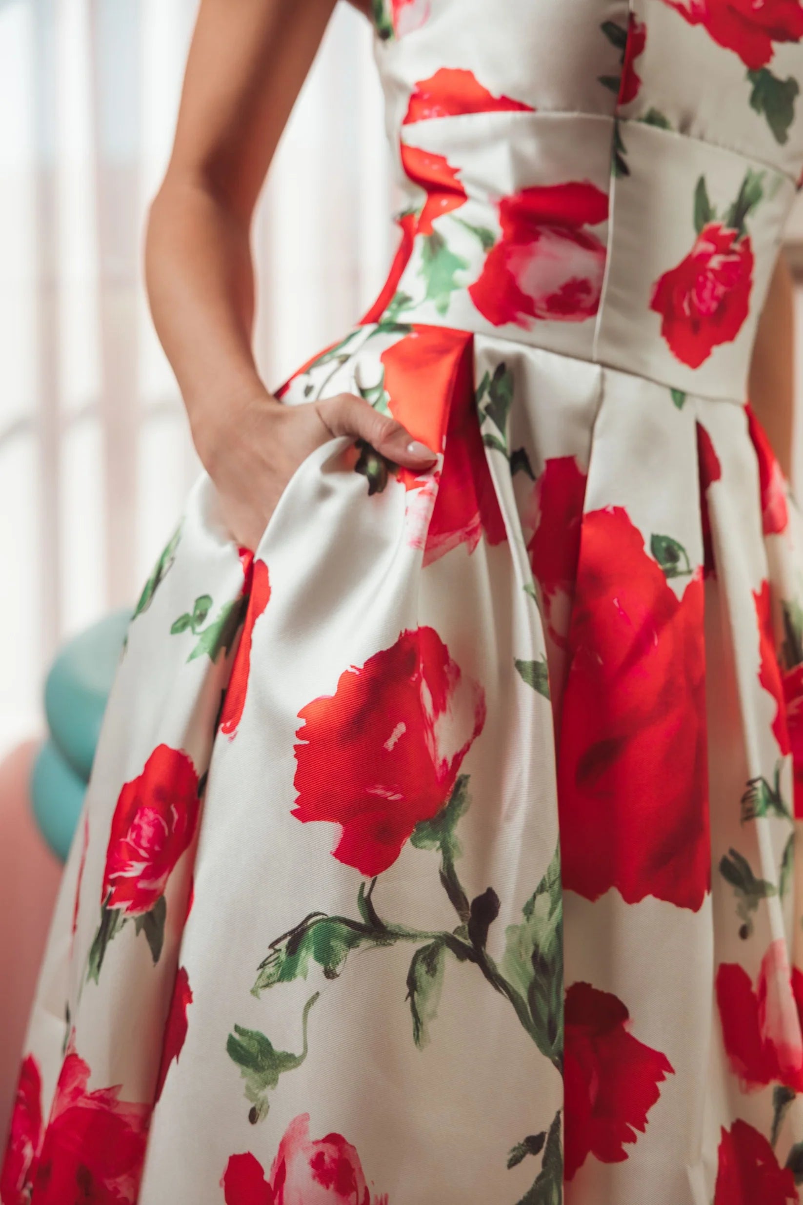 Mac Duggal White Strapless Floral Printed A Line Midi Dress #21238 Rose Multi