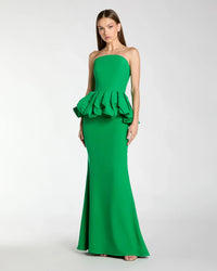 Mac Duggal Spring Green Strapless Faille Top Crepe Skirt Trumpet Gown #21243