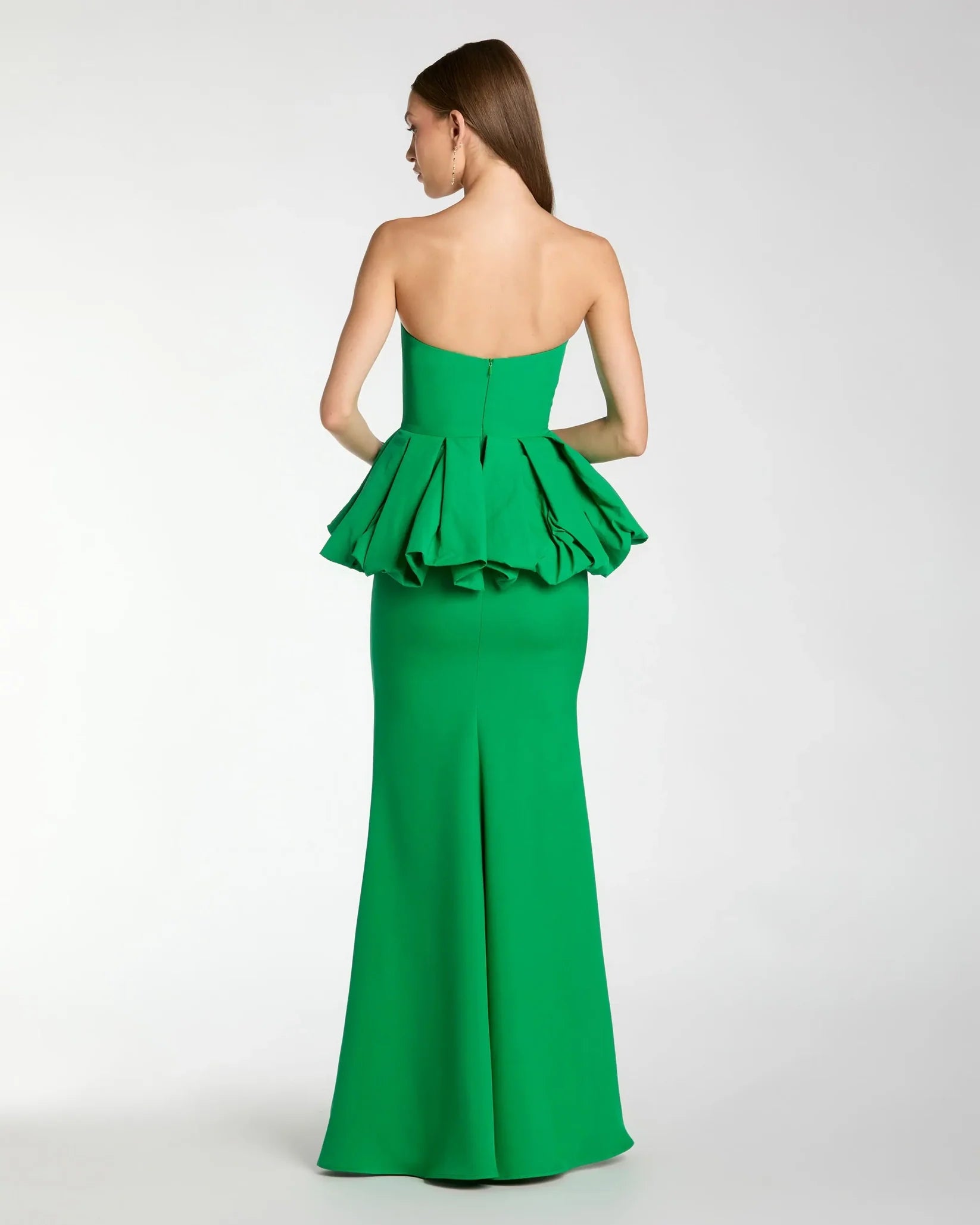 Mac Duggal Spring Green Strapless Faille Top Crepe Skirt Trumpet Gown #21243 back