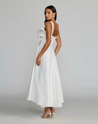 Mac Duggal 21247 Ivory satin bow bodice midi dress - back
