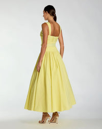 Mac Duggal #21251 buttercup sweetheart belted midi dress