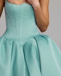 Mac Duggal #21259 seafoam corset bodice detail