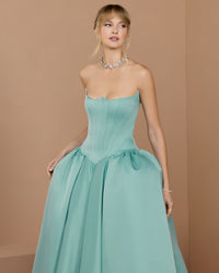 Mac Duggal #21259 seafoam ball gown lifestyle full length