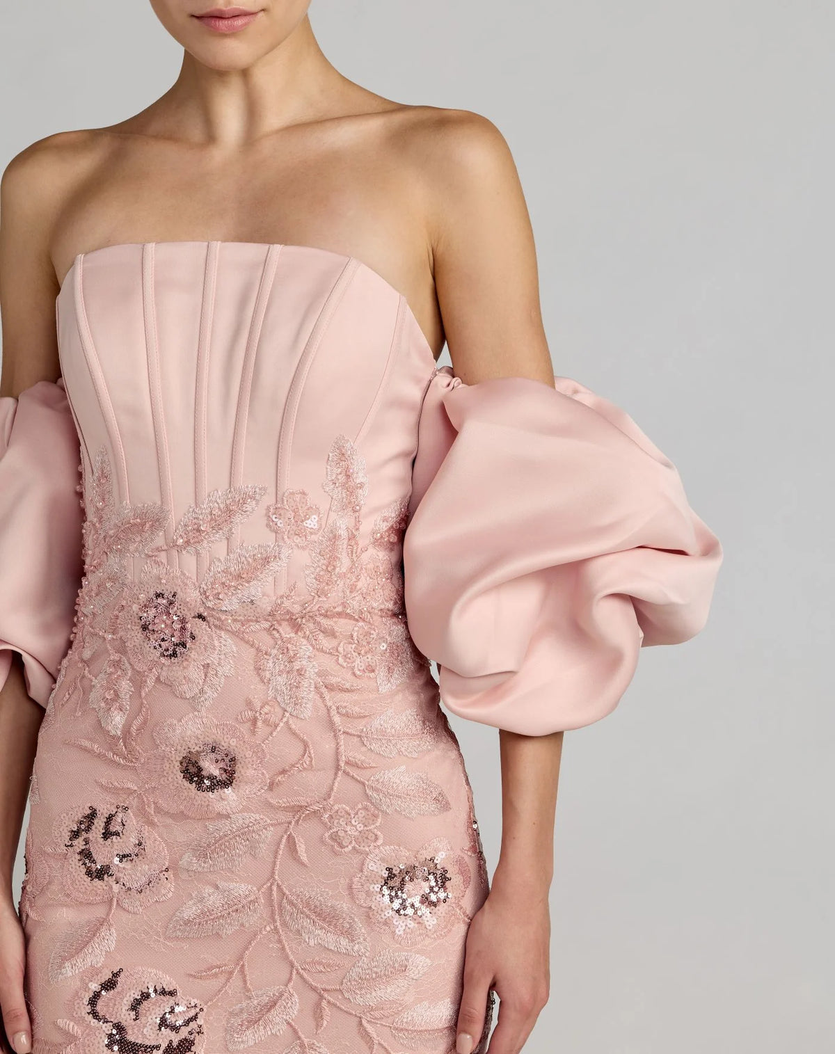 Mac Duggal Pink Satin Off The Shoulder Embroidered Mermaid Gown #21260 Rose