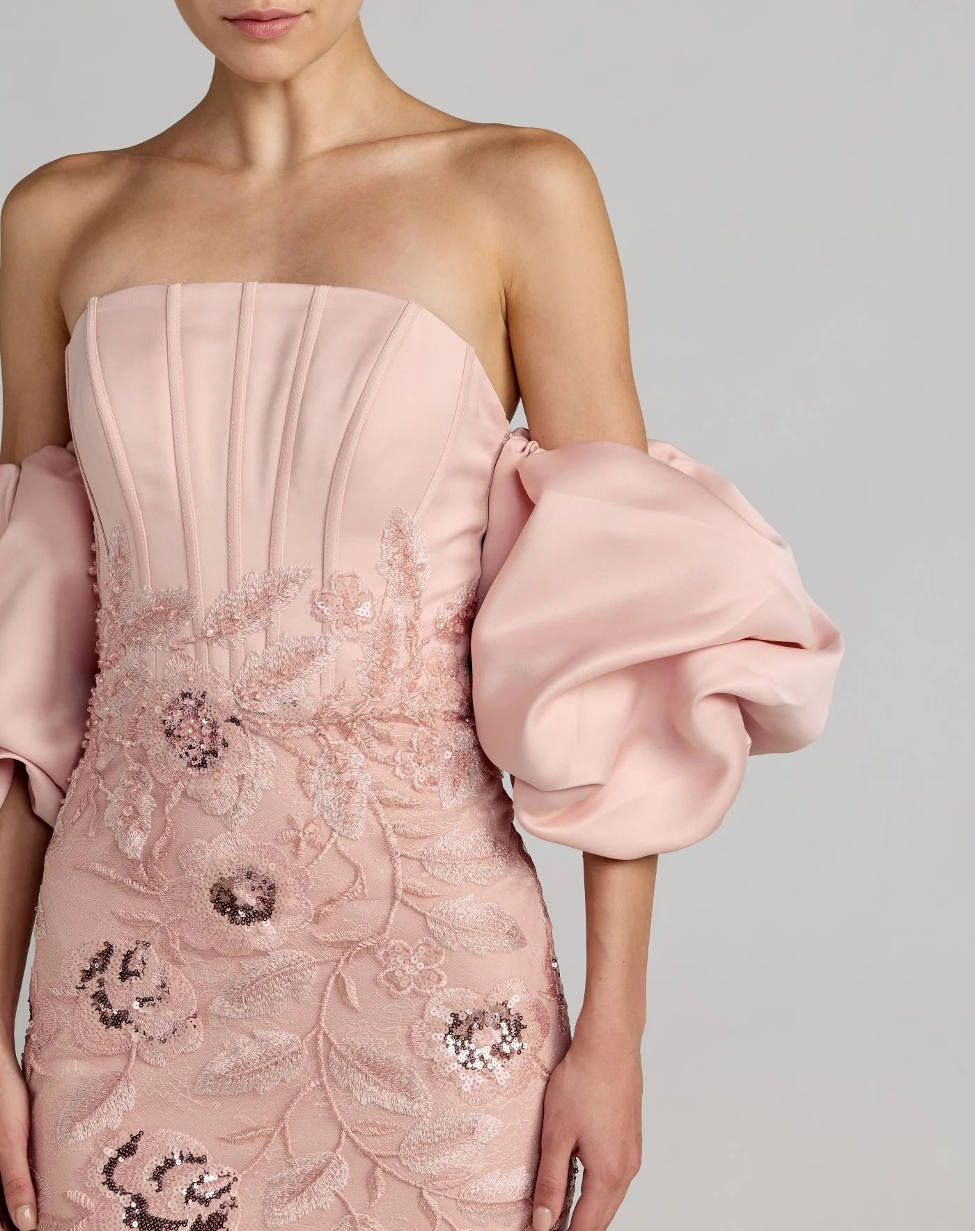 Mac Duggal Pink Satin Off The Shoulder Embroidered Mermaid Gown #21260 Rose