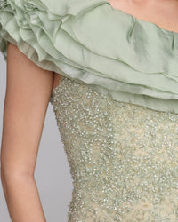 Embellished Lace One Shoulder Trumpet Gown