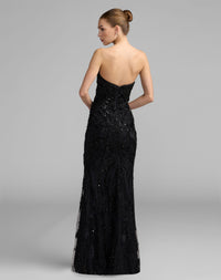 Mac Duggal #21283 black strapless mermaid gown back view