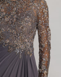 Mac Duggal #21328 charcoal beaded bodice detail