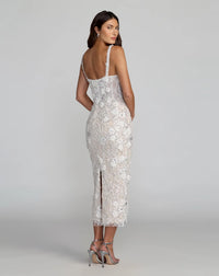 Mac Duggal UK Ivory Nude Embellished Lace Sleeveless Midi Dress #21347 Engagement Dress for Bridal