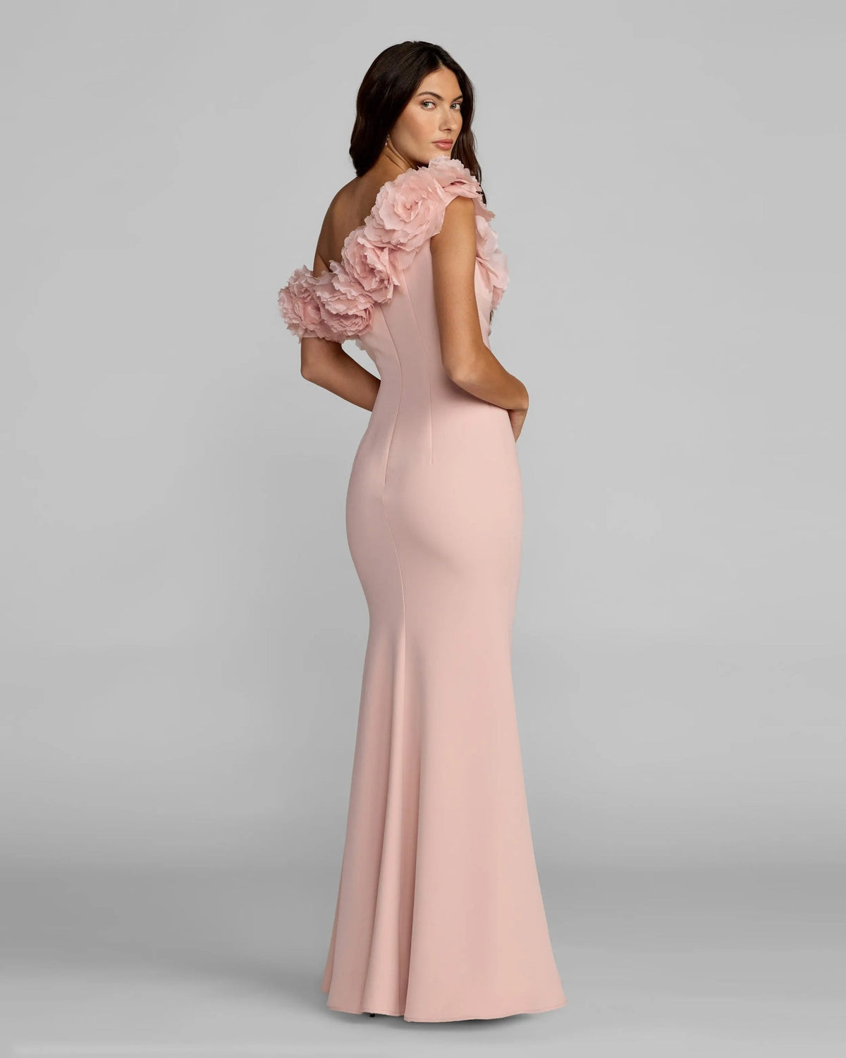 Blush-pink-one-shoulder-crepe-gown-with-floral-rosette-front