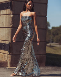 Mac Duggal #21393 sequin column gown alternate view