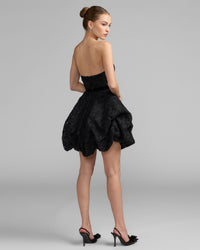 Mac Duggal #21416 black strapless mini dress back view