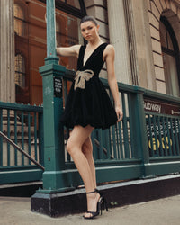 Mac Duggal #21430 velvet mini dress lifestyle