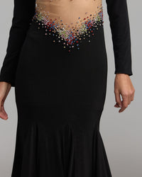 Mac Duggal #21432 black jersey gown multicolour crystal detail