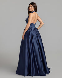 Mac Duggal #21501 sapphire open back ball gown back view