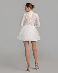 Mac Duggal #21542 ivory lace mini dress back view