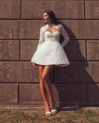 Mac Duggal #21542 lace mini dress alternate view