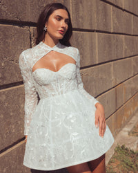 Mac Duggal #21542 lace mini dress alternate view 2