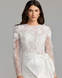 Mac Duggal #21543 ivory taffeta mini dress close-up