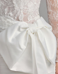 Mac Duggal #21543 ivory taffeta mini dress close-up detail