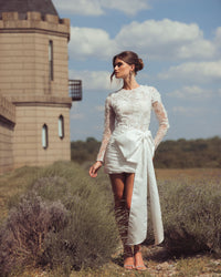 Mac Duggal #21543 ivory mini dress lifestyle alt 2