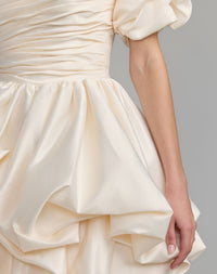 Mac Duggal #21546 ivory ruched bodice detail