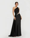One shoulder embellished satin gown - Black
