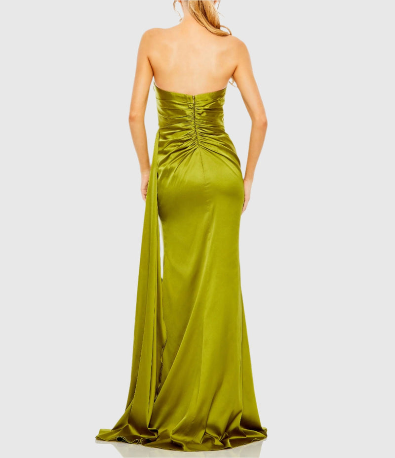 Strapless Embellished Sweetheart Neckline Satin Gown - Violet