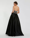 Strapless Embellished Top Satin Ballgown - Black