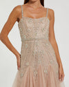 Slim Strap Embellished Bustier Gown - Nude