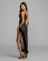 Mac Duggal #2240 black embellished dress back view