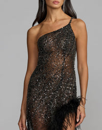 Mac Duggal #2240 black embellished bodice detail