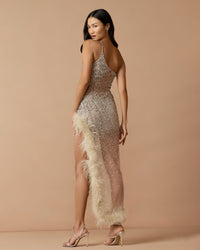 Mac Duggal #2240 porcelain dress lifestyle back