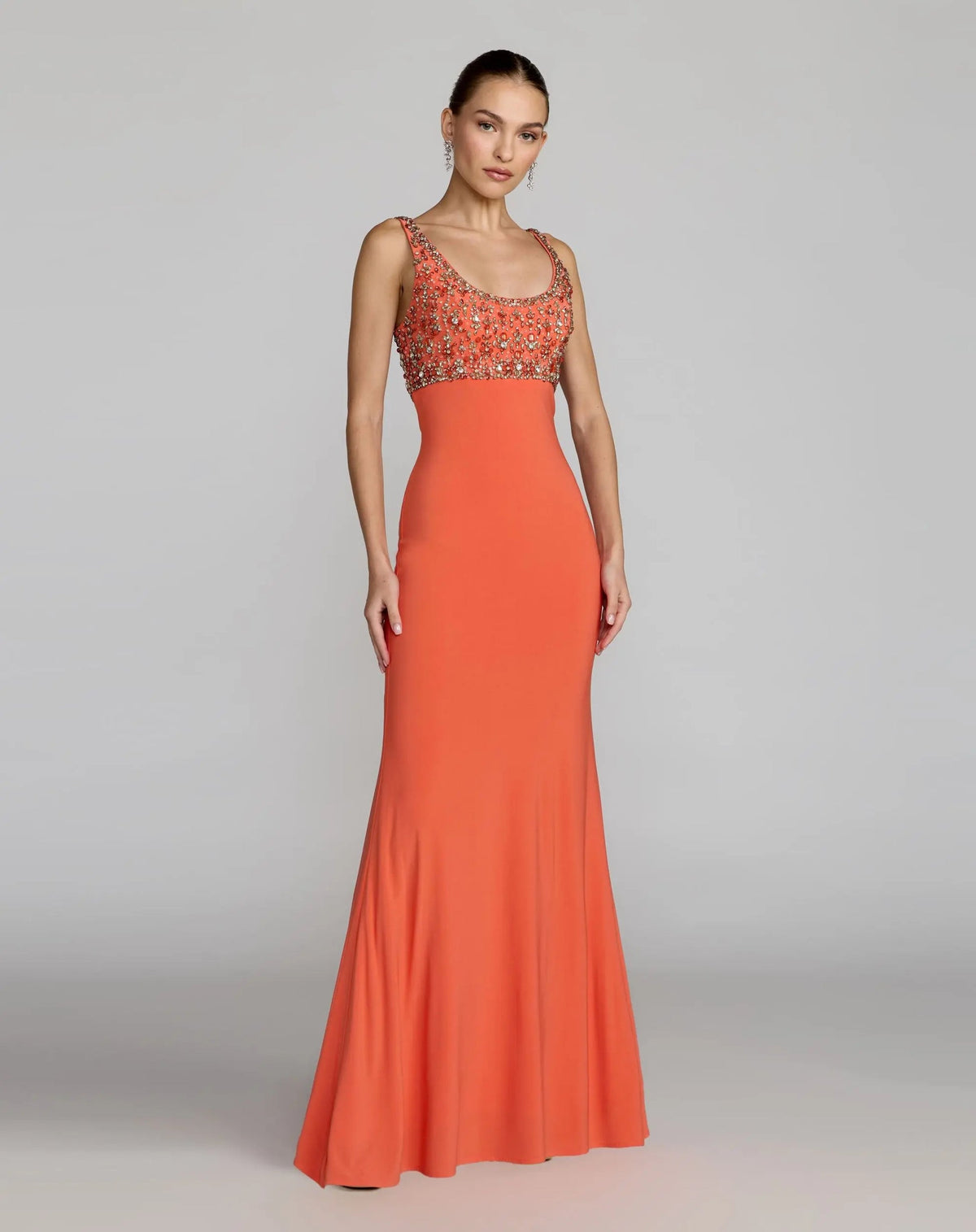 Mac Duggal Coral Embellished Scoop Neck Fitted Jersey Gown #2253

