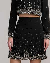 Mac Duggal #2261 black embellished top and mini skirt set